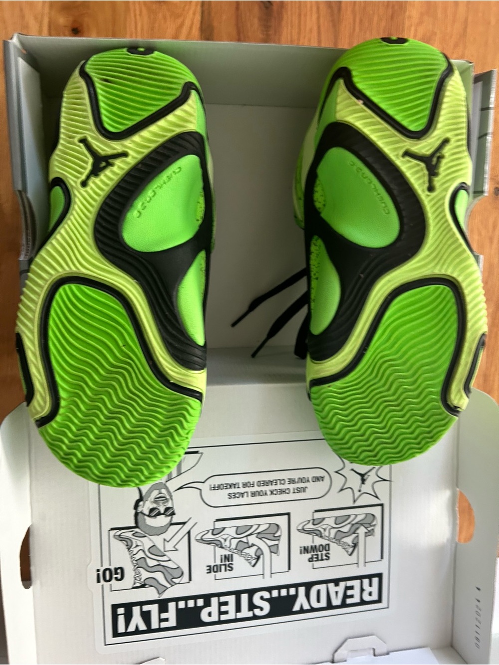 Jordan Kids' Neon Green and Black Slip-On Sneakers 7Y